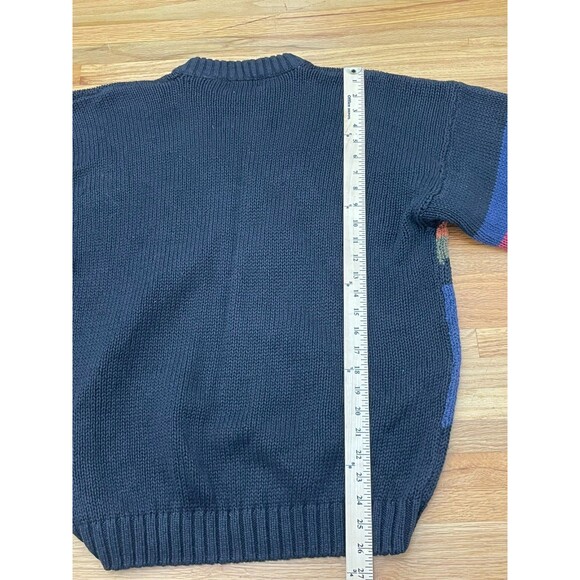 Duplex Men's L Black Sweater Ramie Pullover Cable-Knit Cosby 80s Y2K Vintage Dad - Picture 3 of 9